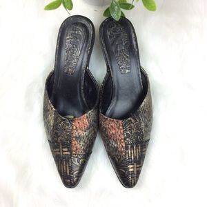 Art Effects Vintage Tooled Leather Heeled Mules 7